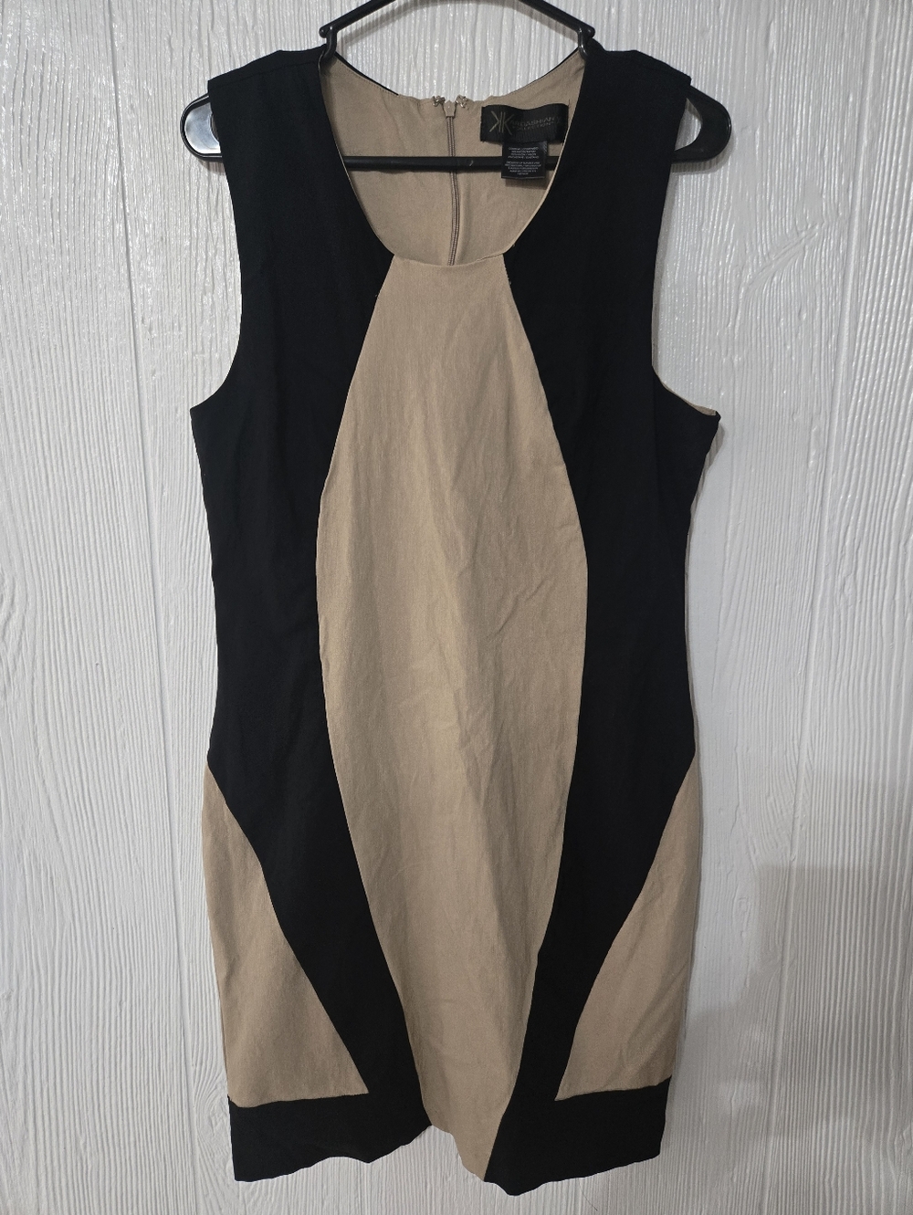Kardashian Womens Black & Brown Scoop Neck Zip Back Stretch Sleeveless Dress XL